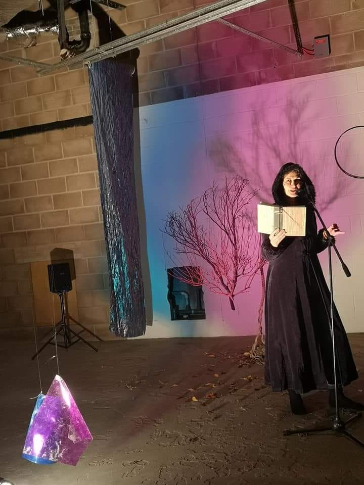 Performing Spoken Word in a space I dressed for Remembering Inanna (The Shift, 2019)