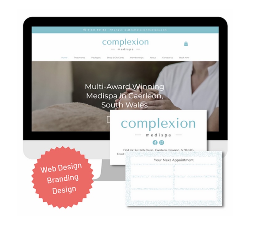 Business cards and website for Complexion Medispa