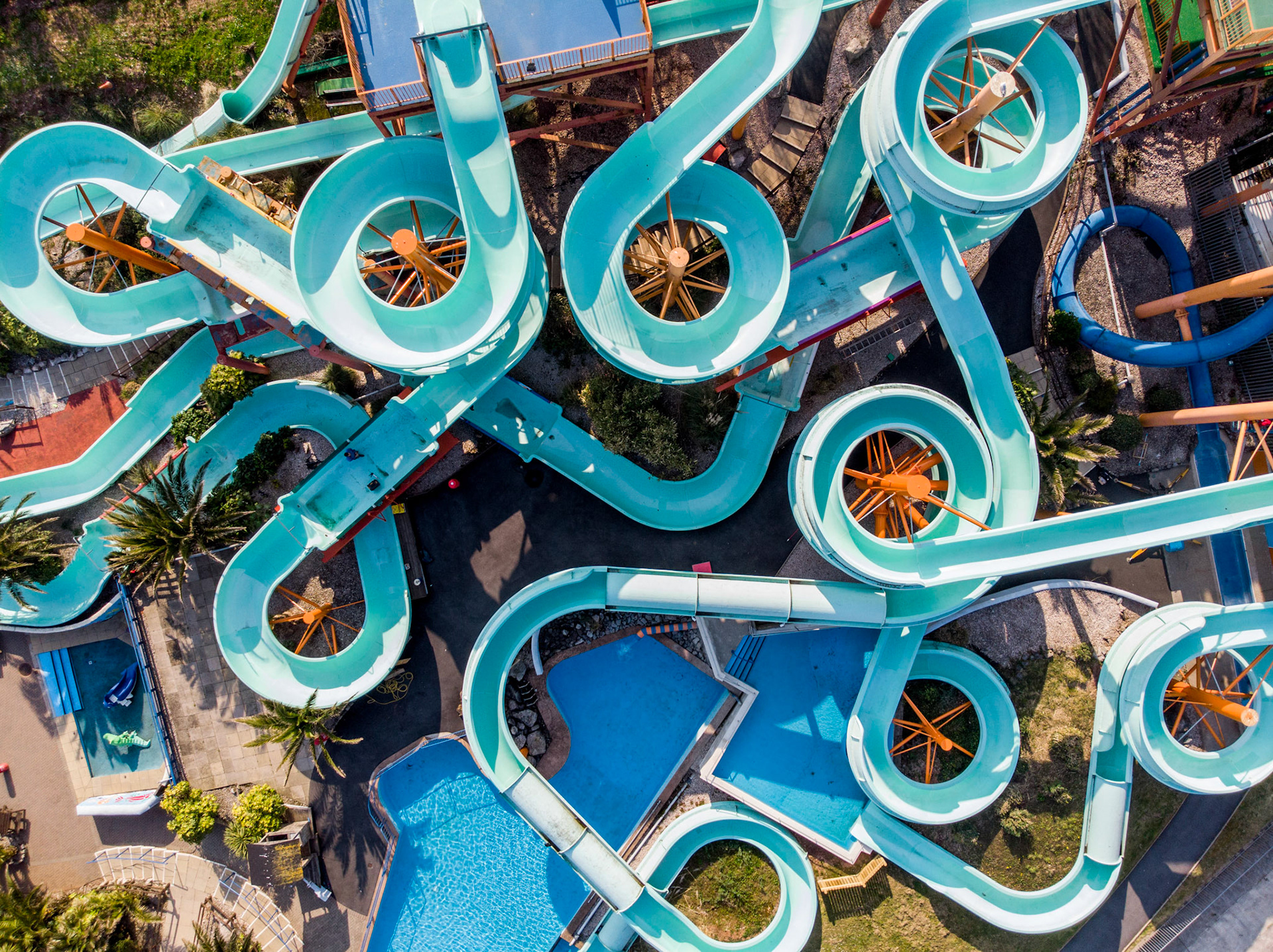 Drone photography of a water park