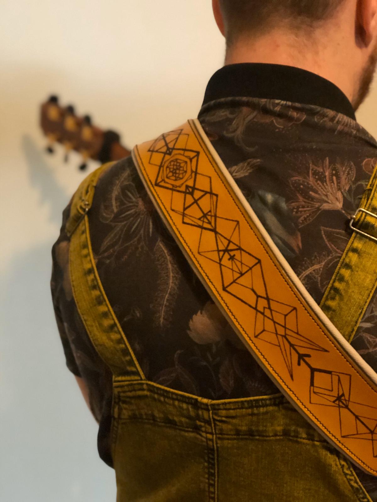 Custom made guitar strap for intentionally renowned guitarist Samiwel Humphreys