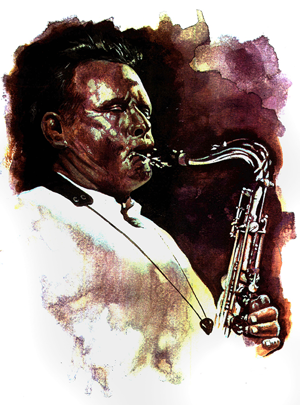 Gouache and ink illustration for UK jazz magazine, the second of a set of 3 that appeared in consecutive issues.