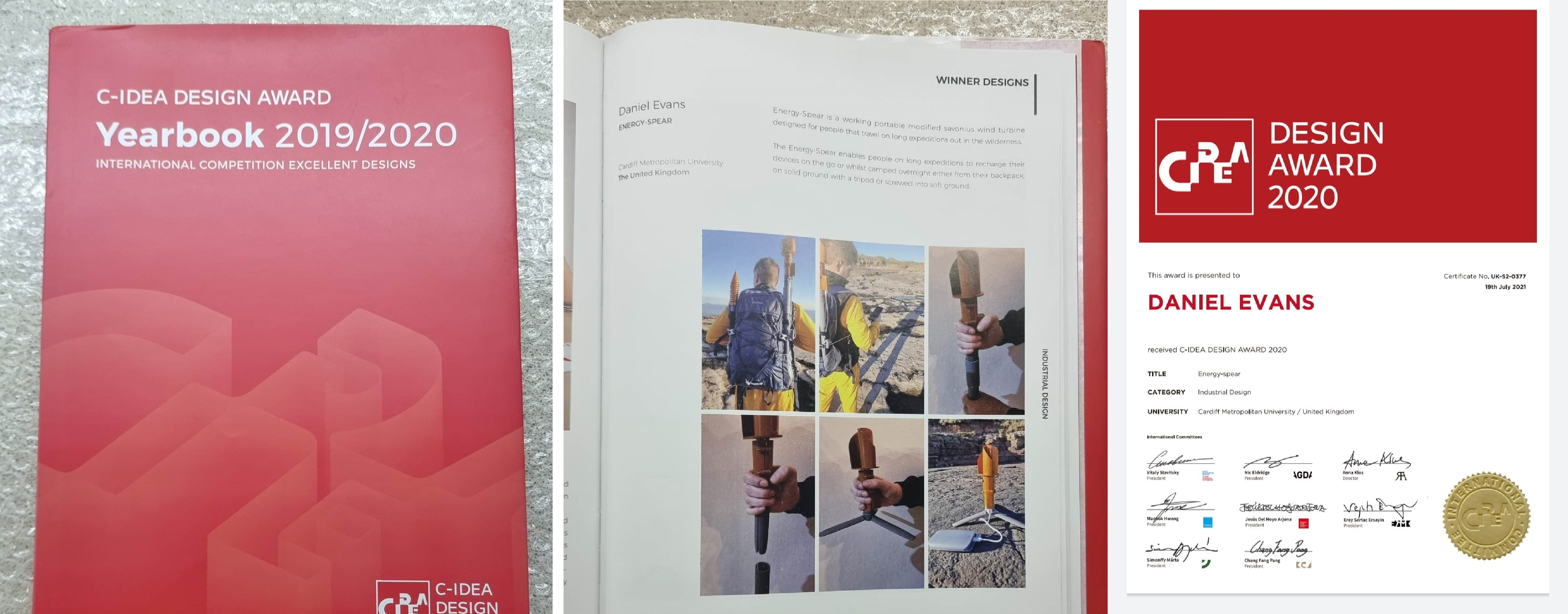 Published in the C-idea Design Award year book after winning the student industrial design category. Product was sent to South Korea to be displayed in a gallery and judged by top designers from around the world. 