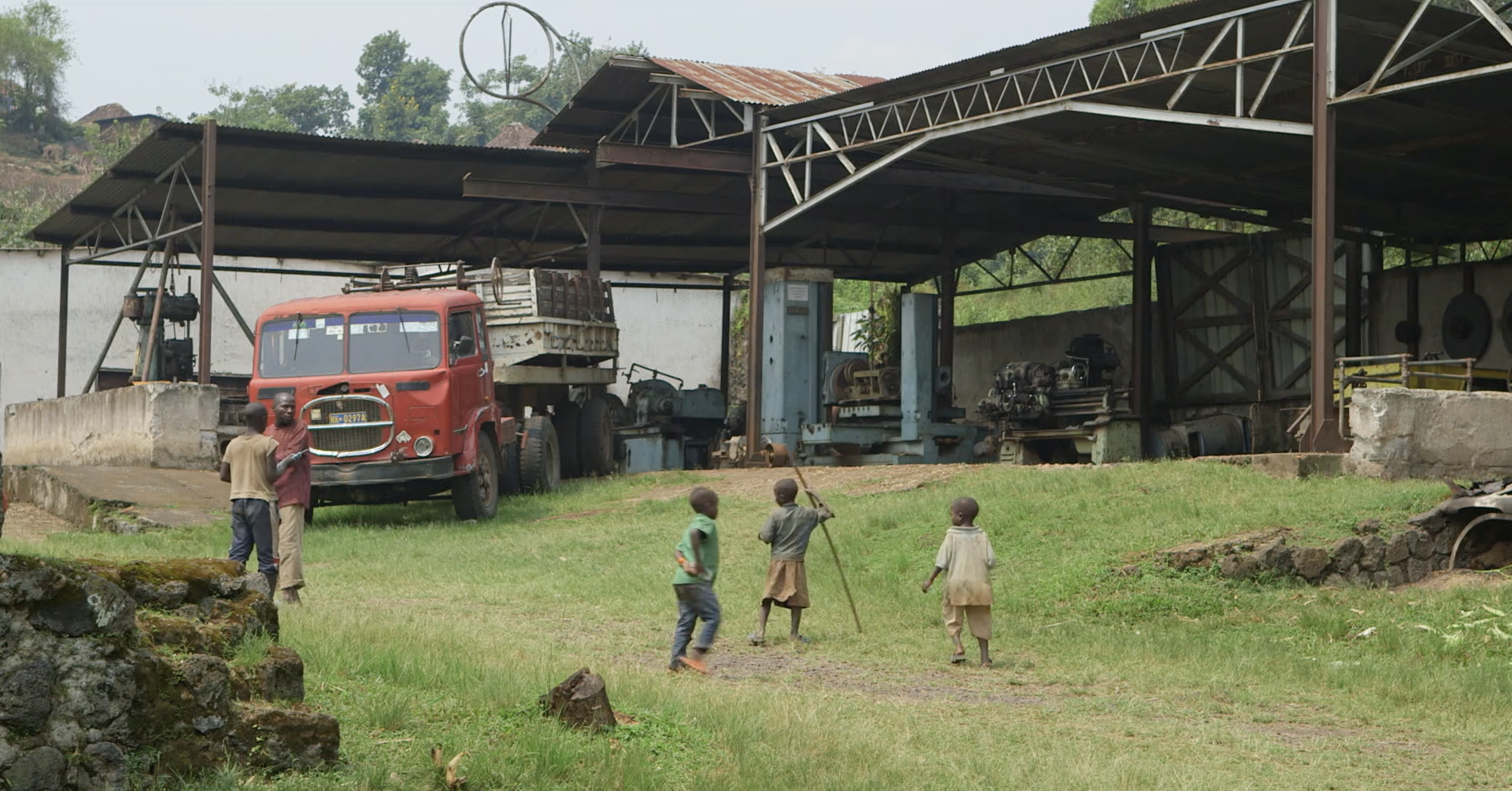 Children playing in a farmyard in Africa