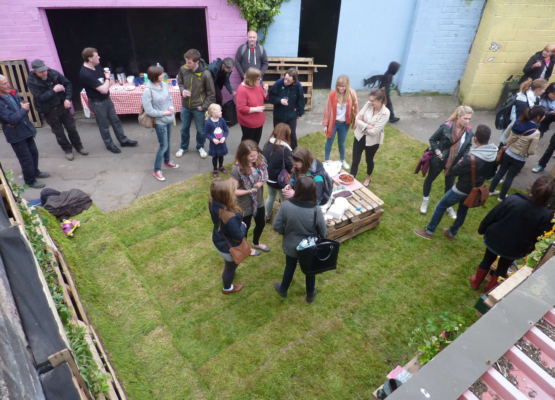 A temporary pop up urban garden in Fox Lane, Splott