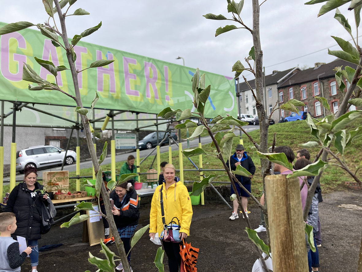 'Gather' a pop up community orchard space in the Aber Valley