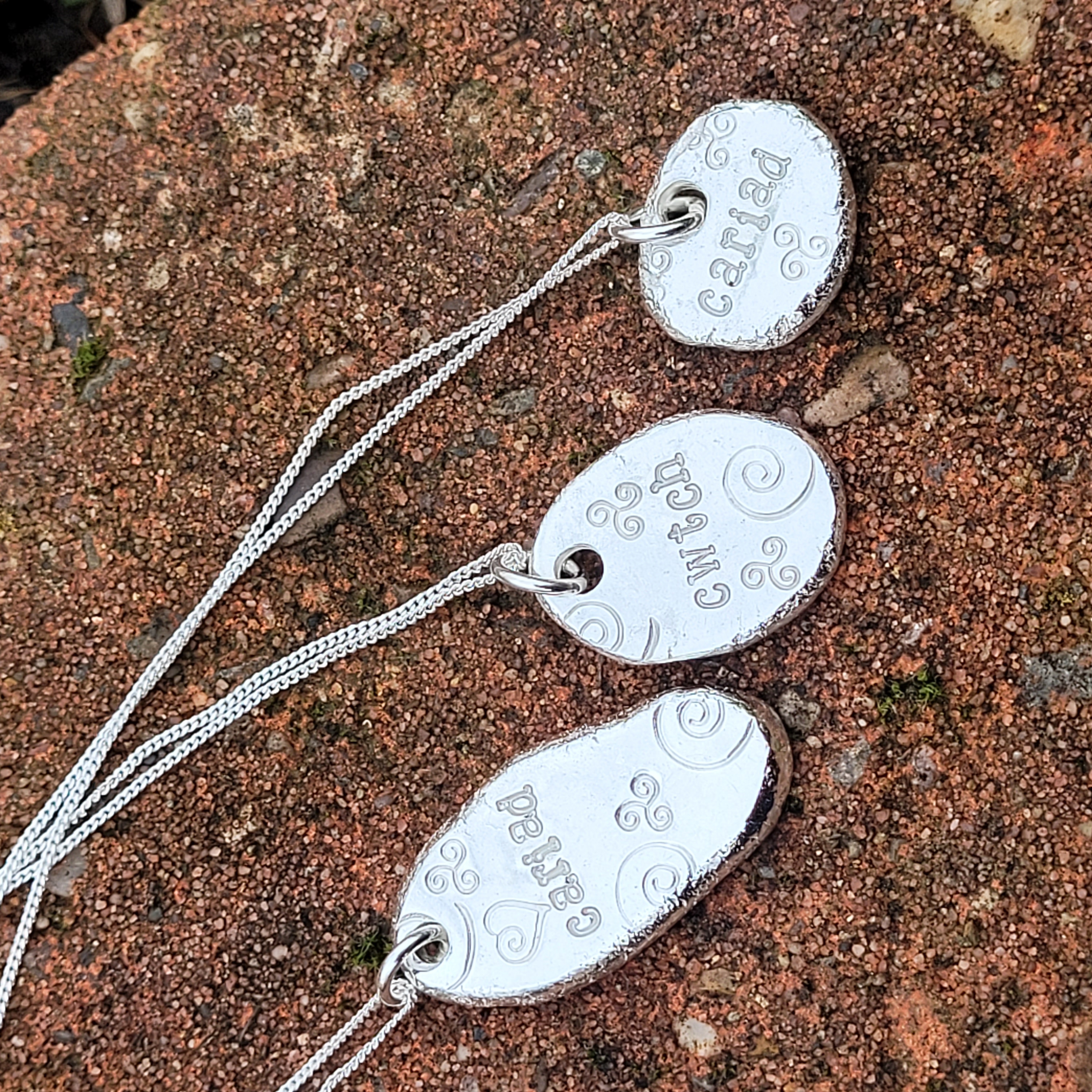 Sterling Silver Welsh language pendants