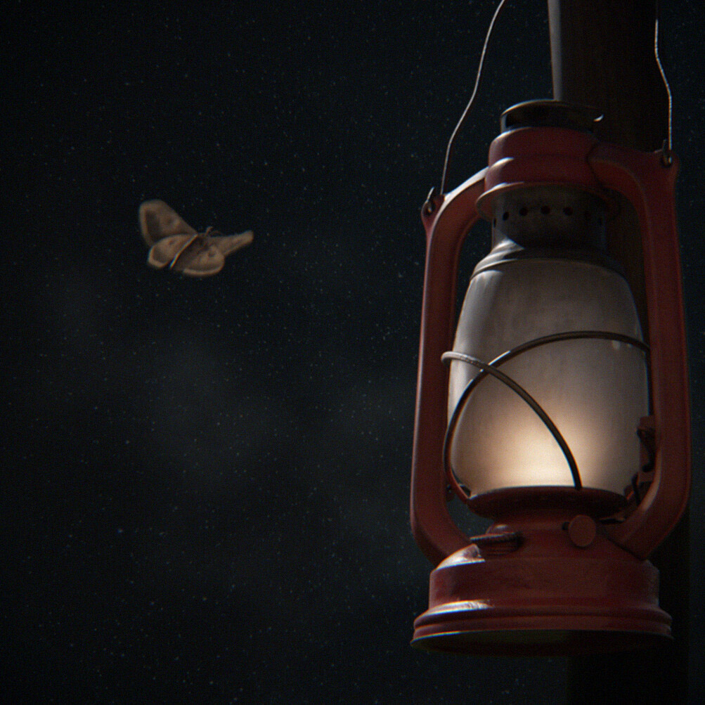 Oil Lantern and Moth