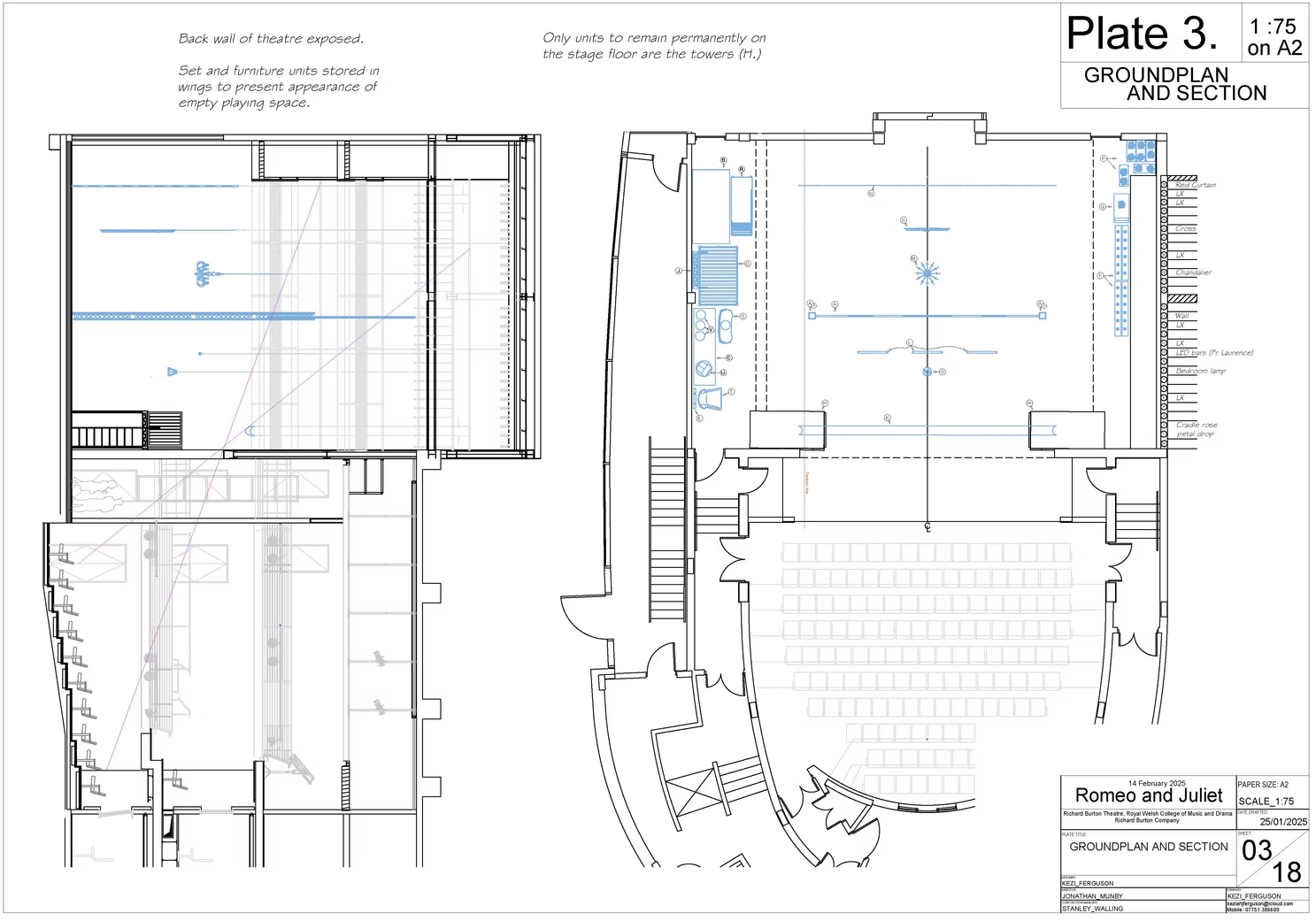 Drafted plans for Romeo and Juliet set design 2025