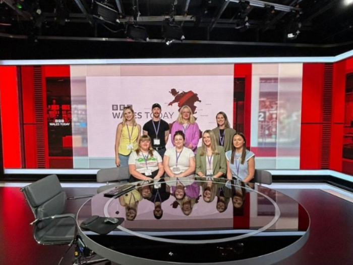 Creative Cardiff's Team and interns at the BBC tour