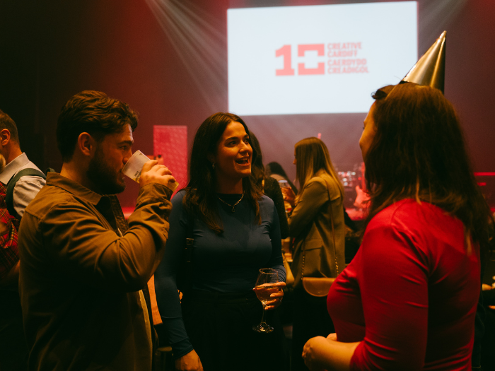 People networking at the 10th birthday event