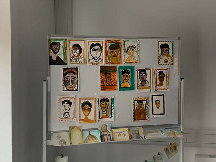 A picture of portraits drawn by the pupils 