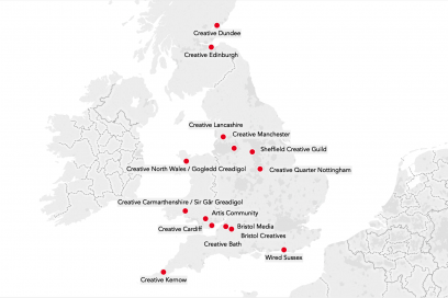 Map of creative network locations across the UK