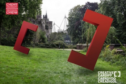 Creative Cardiff logo 'C's in Bute Park