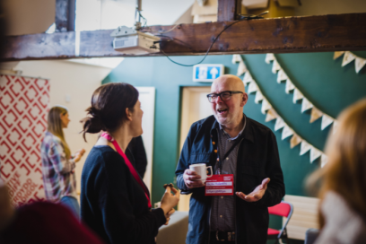 An image of people networking at a Creative Cardiff event 