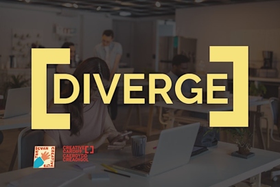 DIVERGE logo with Creative Cardiff and Tom Bevan's logo underneath